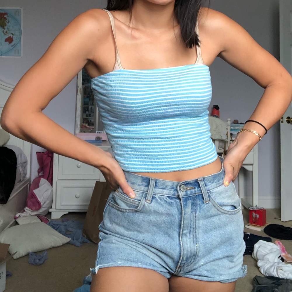 Stripped blue tube top
